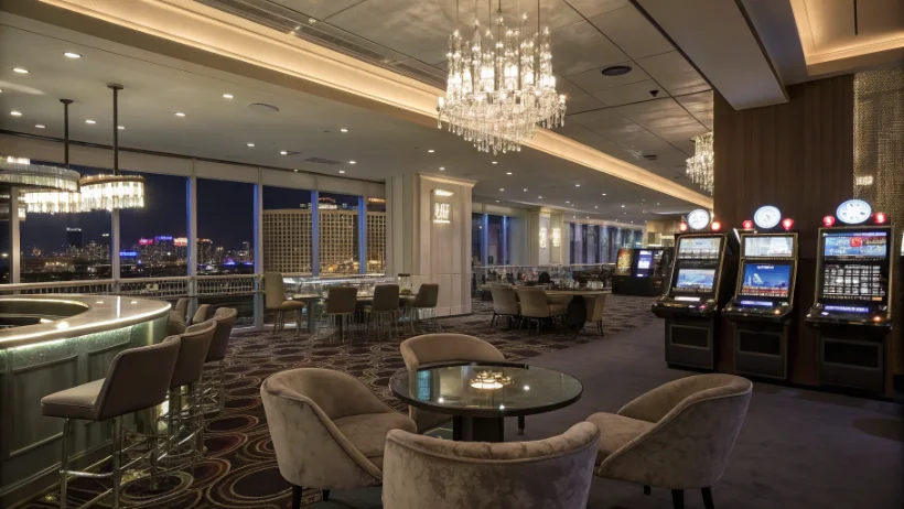 Contemporary casino interior with sophisticated lighting and spatial design