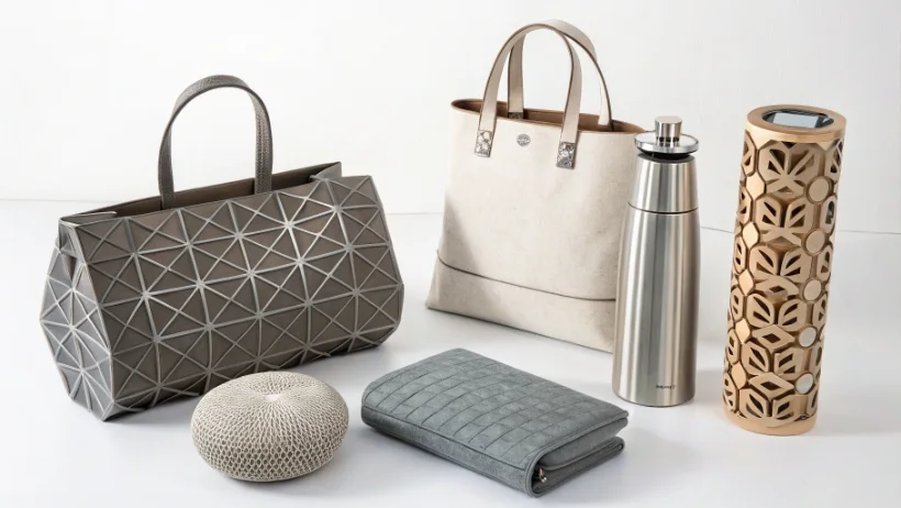 Collection of conceptual design objects with distinctive materials and thoughtful forms